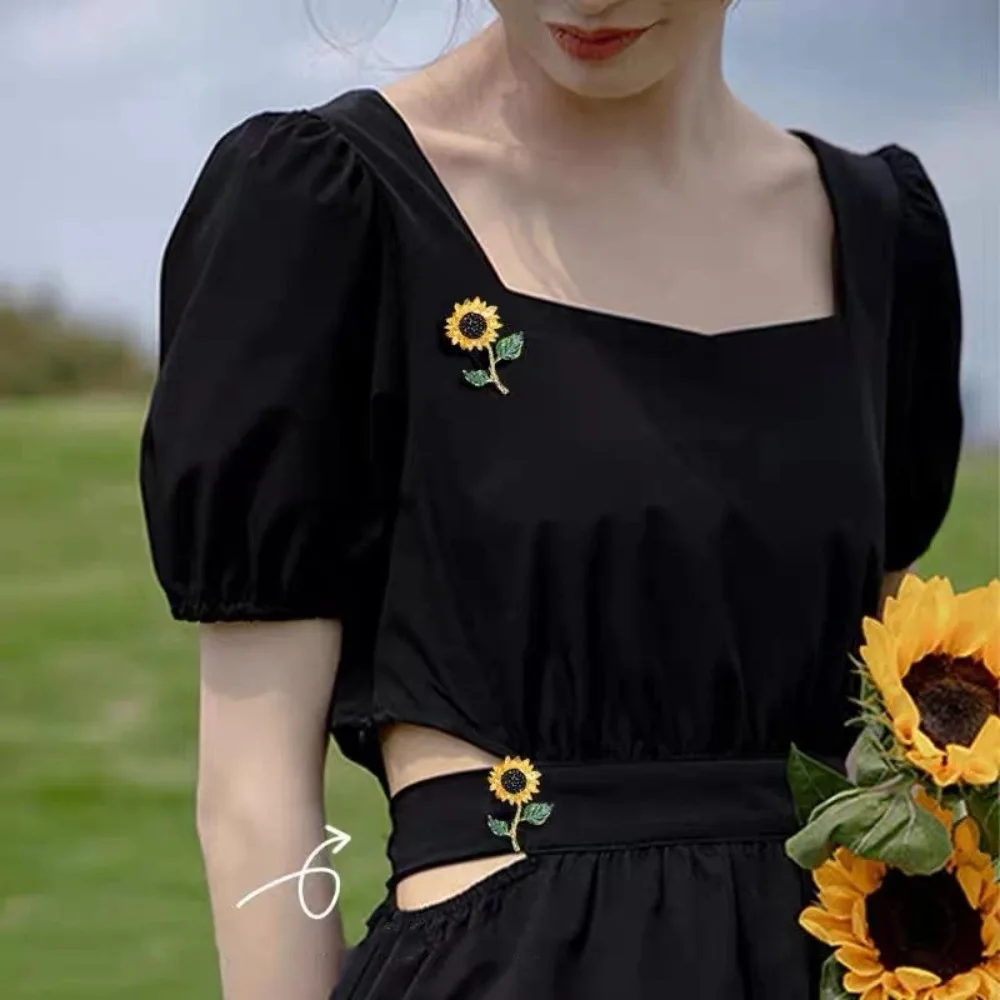 Sunflower Brooch Pin For Women Flower Collar Badge Corsage
