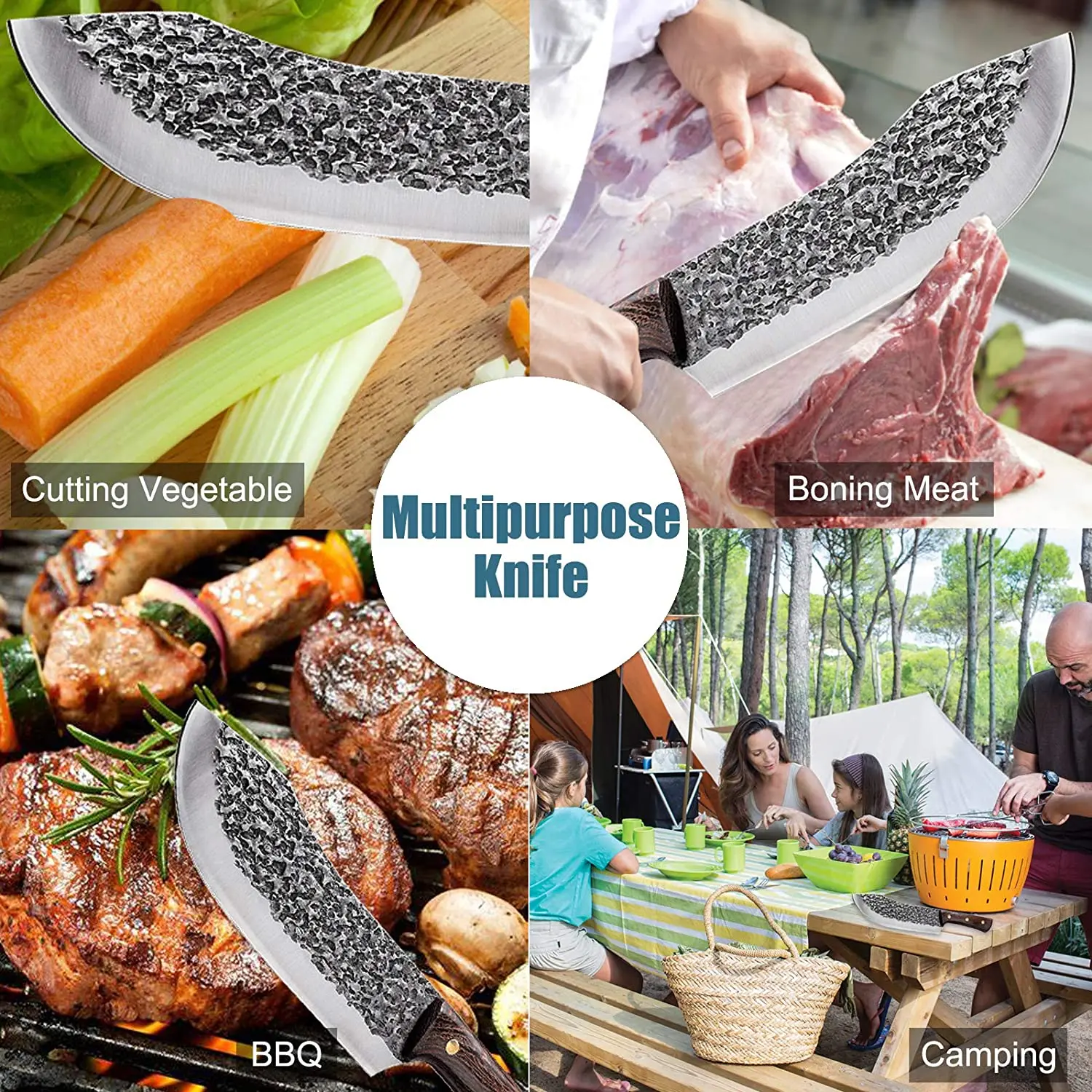 Forged Knife Multi-use 4inch Handmade High Carbon Steel Mongolia hunt  Camping knife Fruit Outdoor Knife Barbecue Butcher Knife