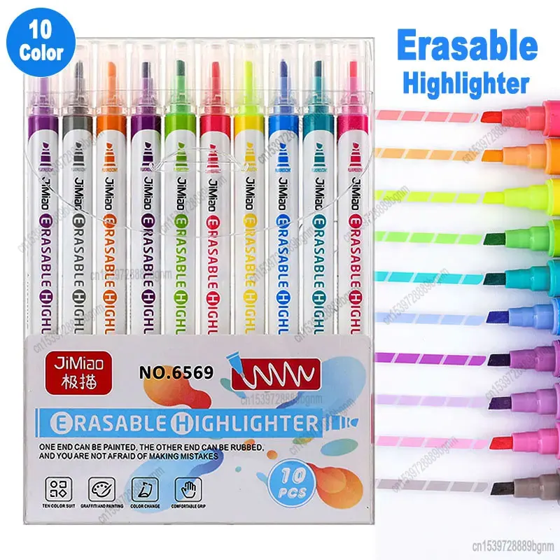 

6Pcs 10Pcs Color Set Erasable Highlighter Marker Pen Dual Head 1mm 4mm Tip For Scrapbooking Art Graffiti Drawing Stationery