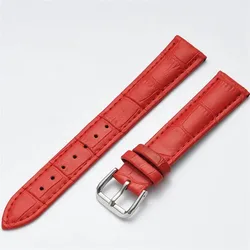 High-Quality Bamboo Pattern Leather Watch Strap - Universal Fit for 22mm (Red)
