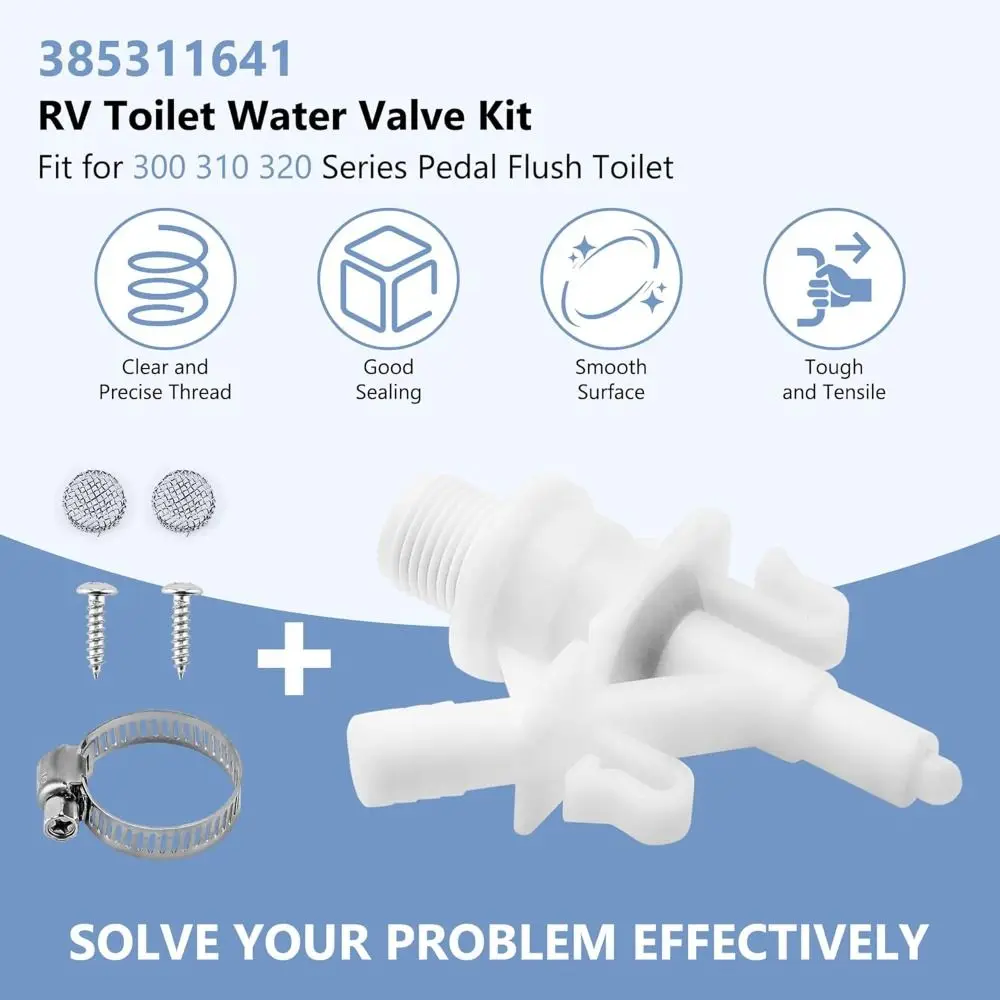 Stainless Steel RV toilet valve kit 385311641 DIY water valve kit Spare Parts Increased Freeze Resistance for 385311641/Dometic