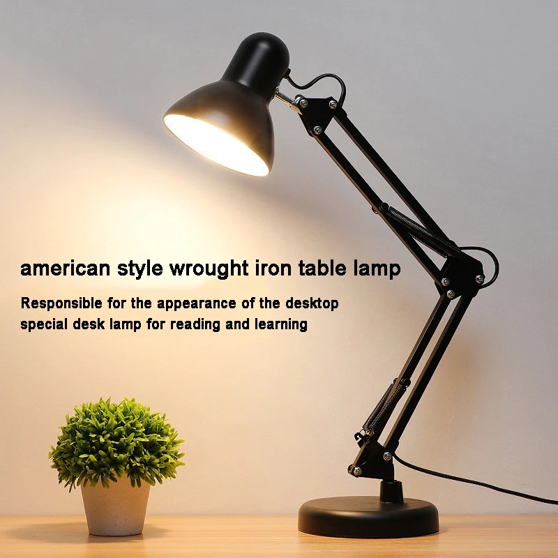 Erfgenaam Kader President American Style Pixar Vintage Study Office College Students Reading Desk  Lights Eye Protection Wrought Iron Reading Table Lamps - Desk Lamps -  AliExpress