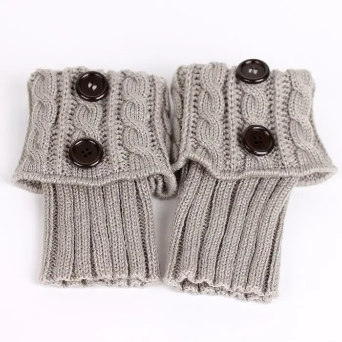 Button Cable Knit Wool Ankle Leg Warmers Women Short Foot Covers Cozy Winter Boot Socks Toppers Autumn Knitted Accessories