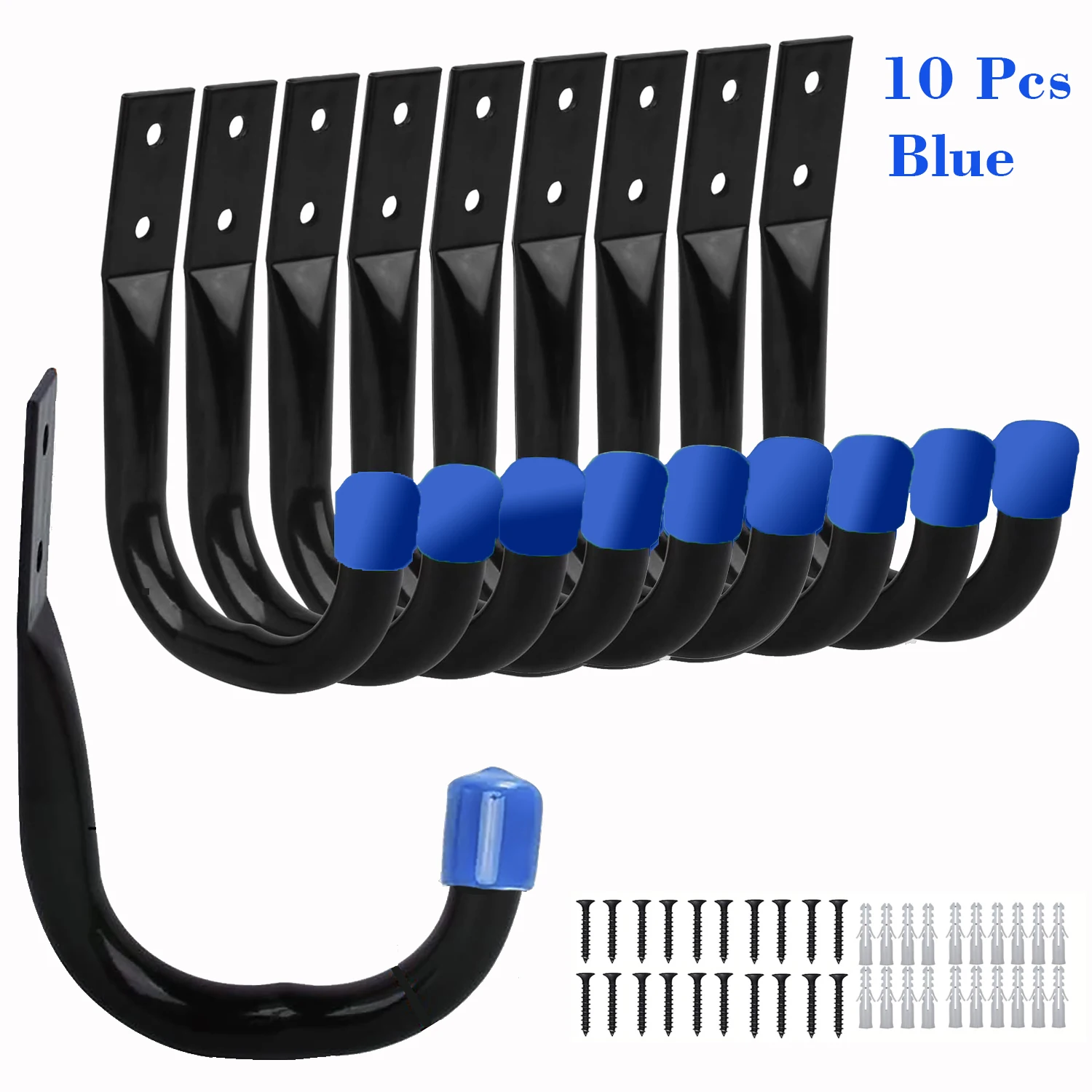 Heavy Duty Wall Mount Garage Storage Hooks – Pack of 6, Black