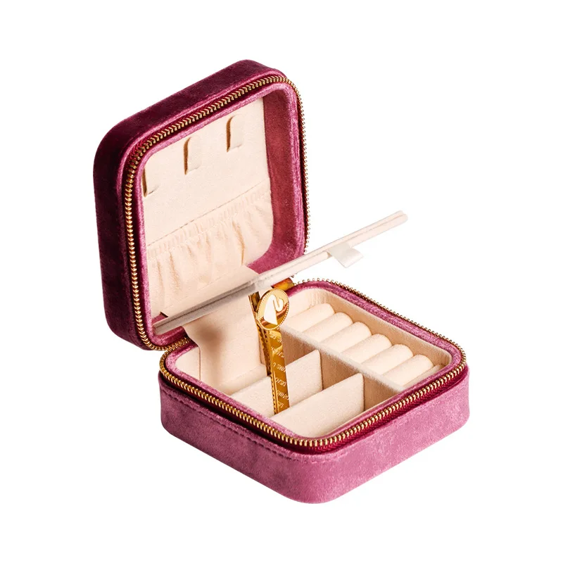 Mini Jewelry Case Velvet Bracelet Necklace Ring Eaarings Jewelry Case Boxes Portable Travel Storage Custom Logo Organizer Boxes
