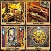 DIY Wooden Bell's Mystery Book Nook Shelf Insert Miniature Model Kits Bookshelf with Light Bookend for Friends Birthday Gifts 3