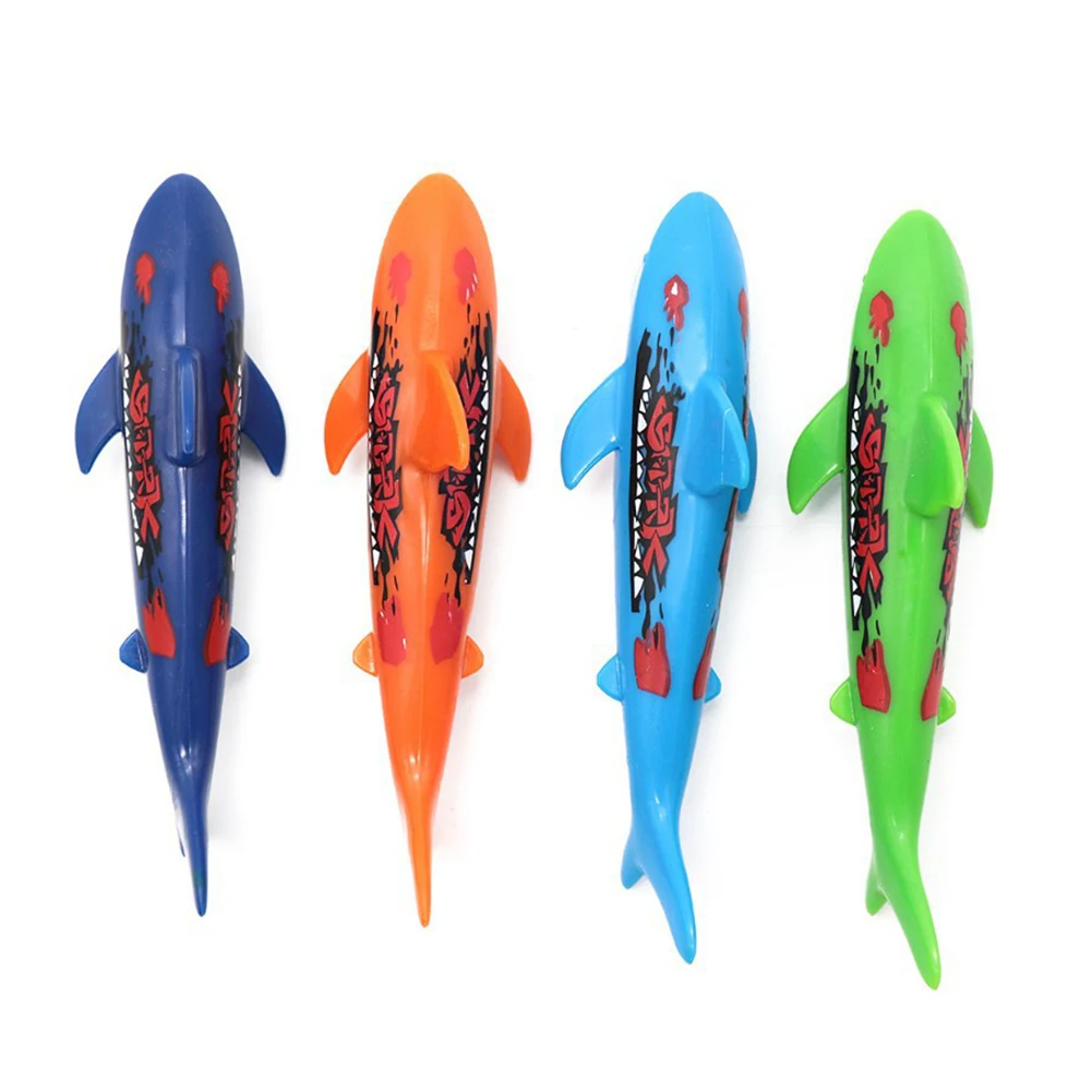 4Pcs Diving Shark Toys Multicolor Training Sinking Pool Toys Swimming Pool Throwing Beach Accessories