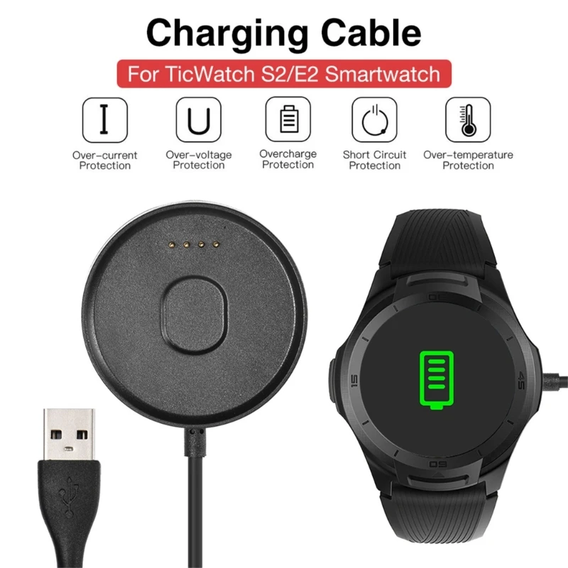 휴대용 USB 고속 데이터 충전기 베이스 크래들, Ticwatch Pro C2 E2 S2 교체 시계 팔찌 충전 도크 케이블, 100cm