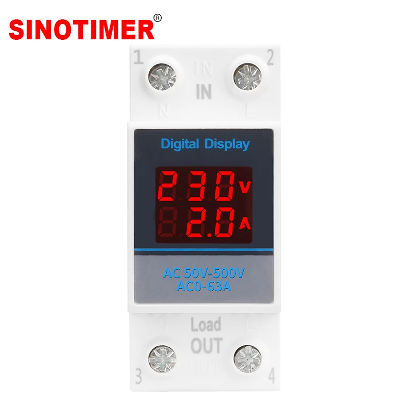 

35mm Din Rail Single Phase Ammeter Voltage Meter Measuring AC 50-500V Modular Voltmeter Gauge Current Indicator Volt Amp Monitor