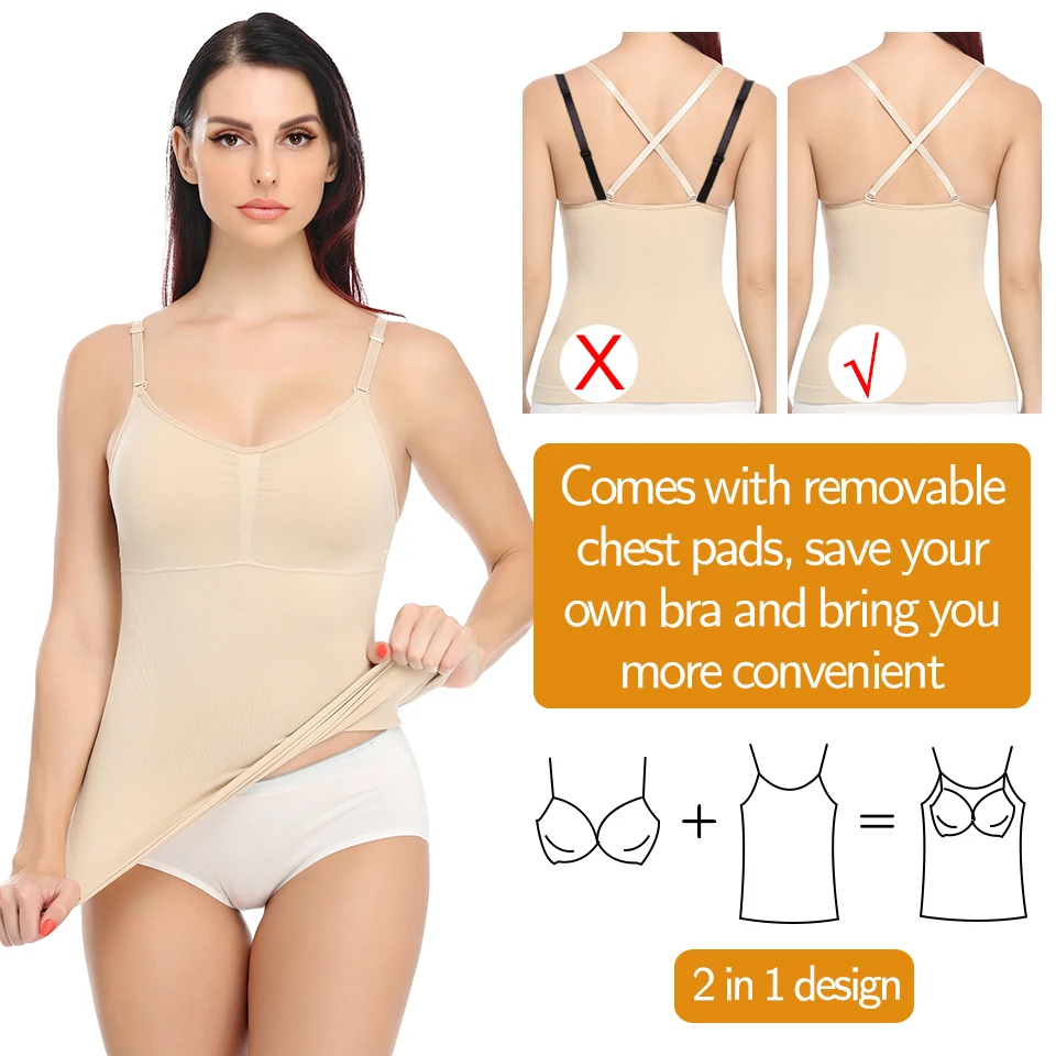 Camisole Shapewear Tops for Women Tummy Control Tank Shaping Seamless Body Shaper Slimming Cami Waist Trainer Vest Corsets