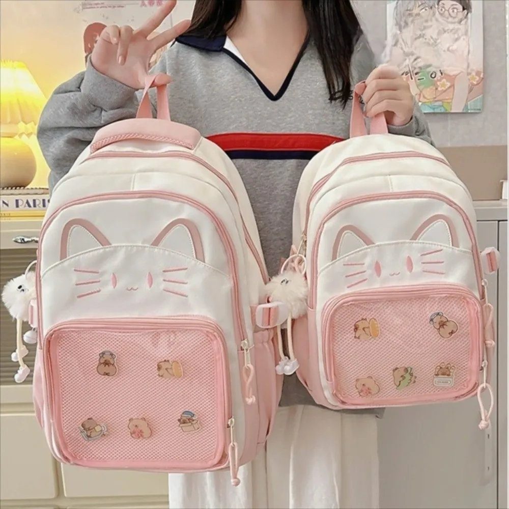 Cartoon Transparent Ita Backpack Large Capacity DIY Display Cartoon Cat School Bag Dual Shoulder Strap Dual Shoulder Bag Travel 2