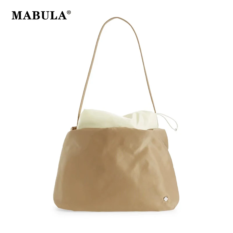 

MABULA Drawstring Nylon Women's Shopper Bag Lightweight Waterproof Big Tote Purse Eco Friendly Casual Shoulder Work Handbag