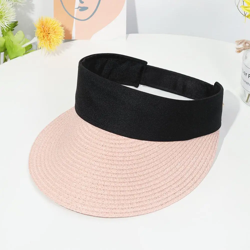 Foldable Portable Beach Hat Wide Brim Sun Hat Roll-up Summer Casual Straw Cap Visors For Women