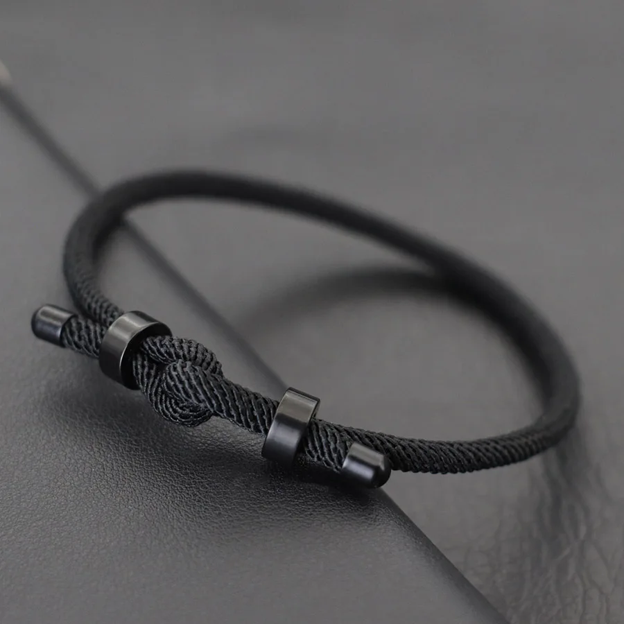 Men Stainless Steel Buckle Adjustable String Bracelet