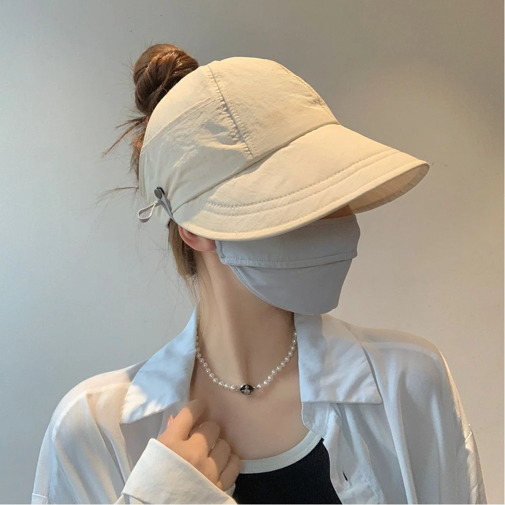Fashion Empty Top Wide Brim Sun Hat For Women Anti UV Sun Shading Hat Women Leisure Adjustable Outdoor Beach Cap Fisherman Hat