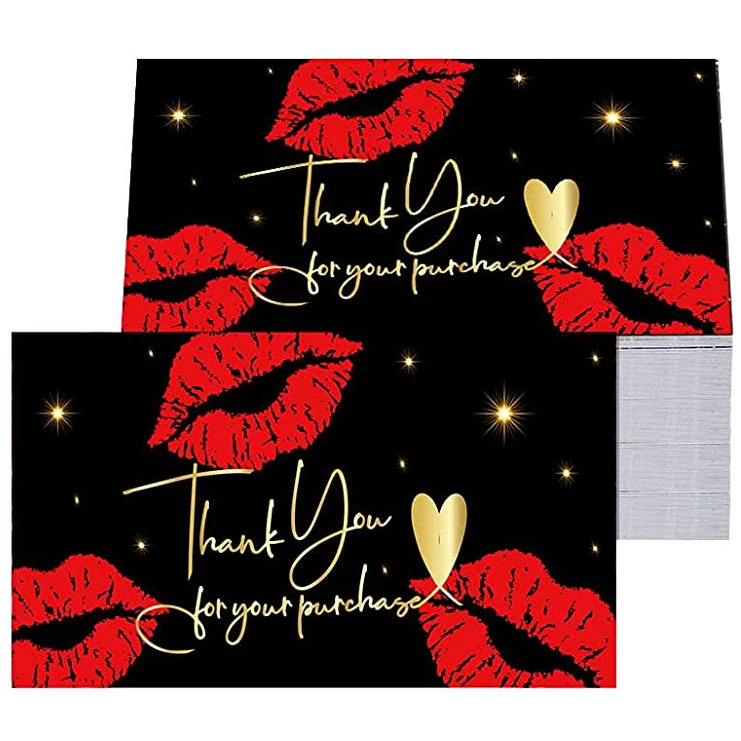 10-50pcs Red Lips Kiss Love Thank You For Supporting My Small Busines Card 2*3.5in Baking DIY Packing Flower Gift Wrapping Card