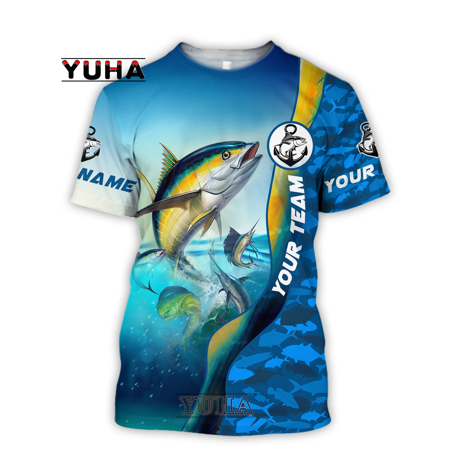 Custom name Tuna fishing Camo 3D Printing Mens t shirt Cool Summer Fashion  Unisex Short sleeve T-shirt Casual Tee tops