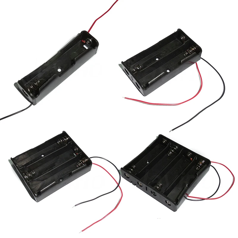 Battery Storage Case Black Plastic 1x 2x 3x 4x 18650 1 2 3 4 Slot Way DIY Batteries Clip Holder Container With Wire Lead Pin