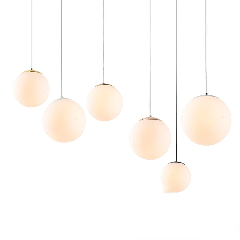 Nordic Glass Ball Pendant Lights Modern White Restaurant Hanging Lamps Restaurant Deco Luminaire Bedroom Light LED Pendant Lamp pendant lights pendant lamp