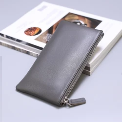 Sleek Black Genuine Leather Men's Long Wallet & Organizer (GRAY)
