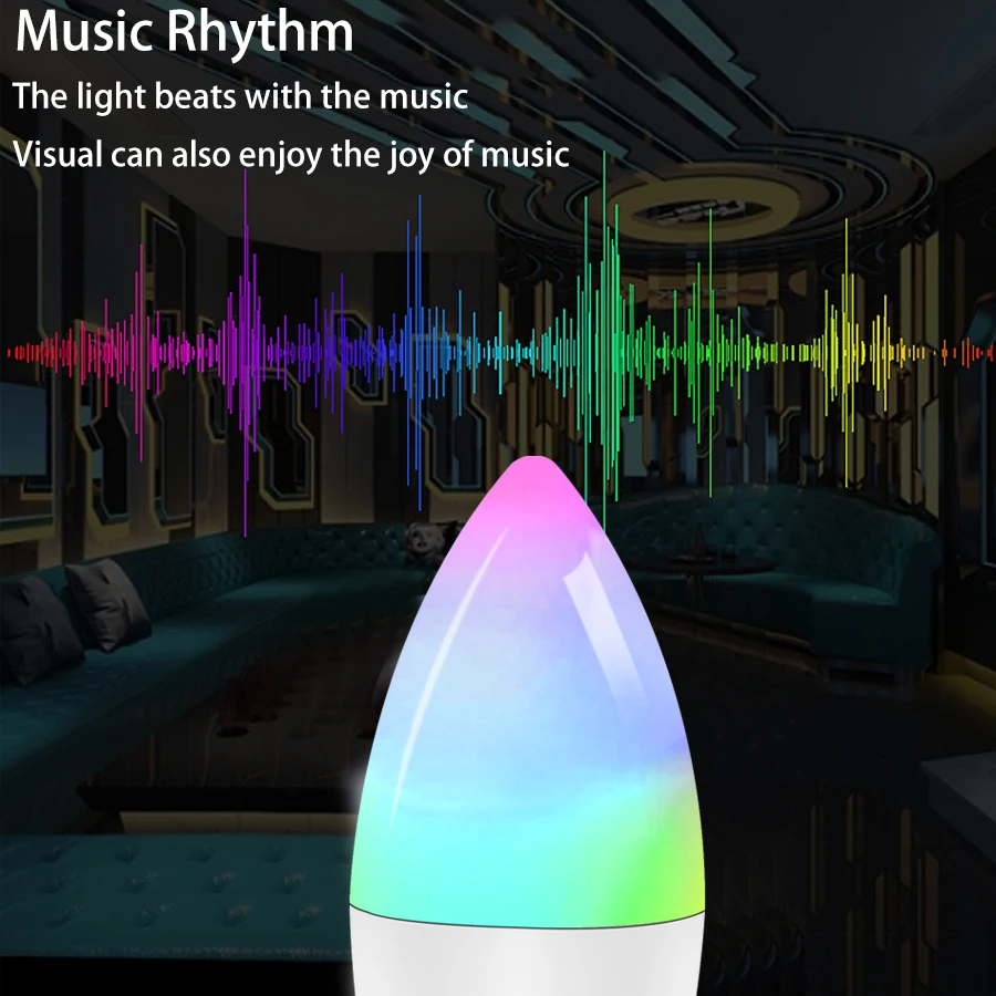 Smart LED Light Bulbs Tuya E14 WiFi 220V 5/7/9W Brightness Adjustment APP Connection Alexa Google Voice Control RGB smart led light bulbs