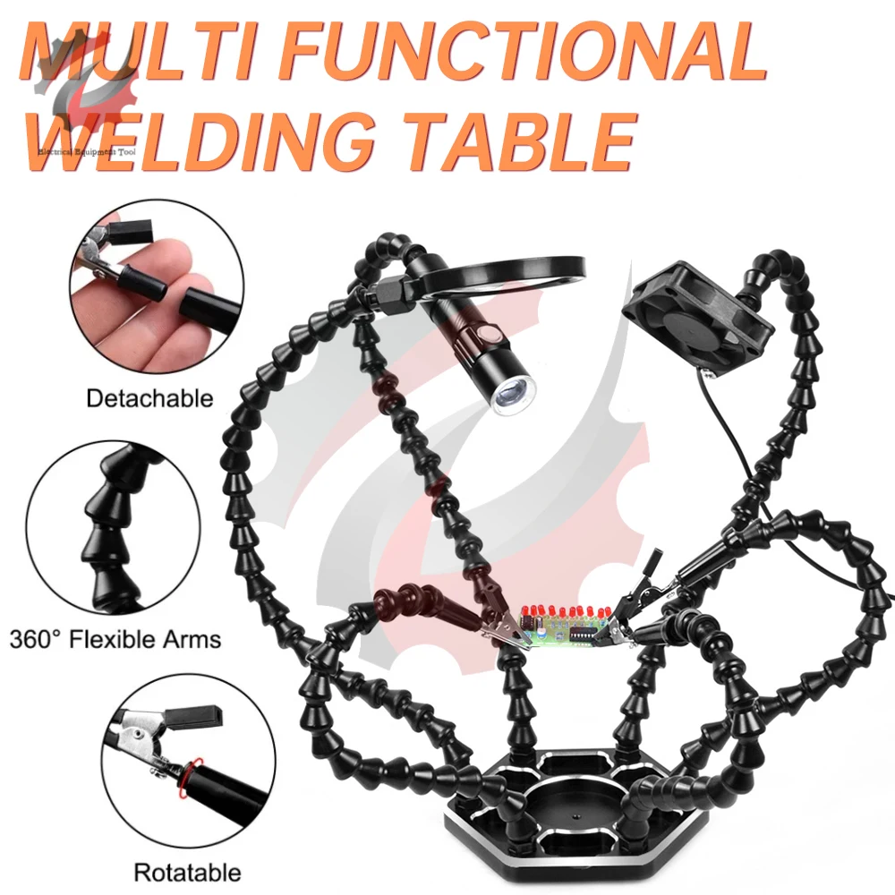 

Multi Functional Third Hand Soldering PCB Holder Tool Welding Auxiliary Hand Helping Hands Welding Station 6pc Flexible Arms