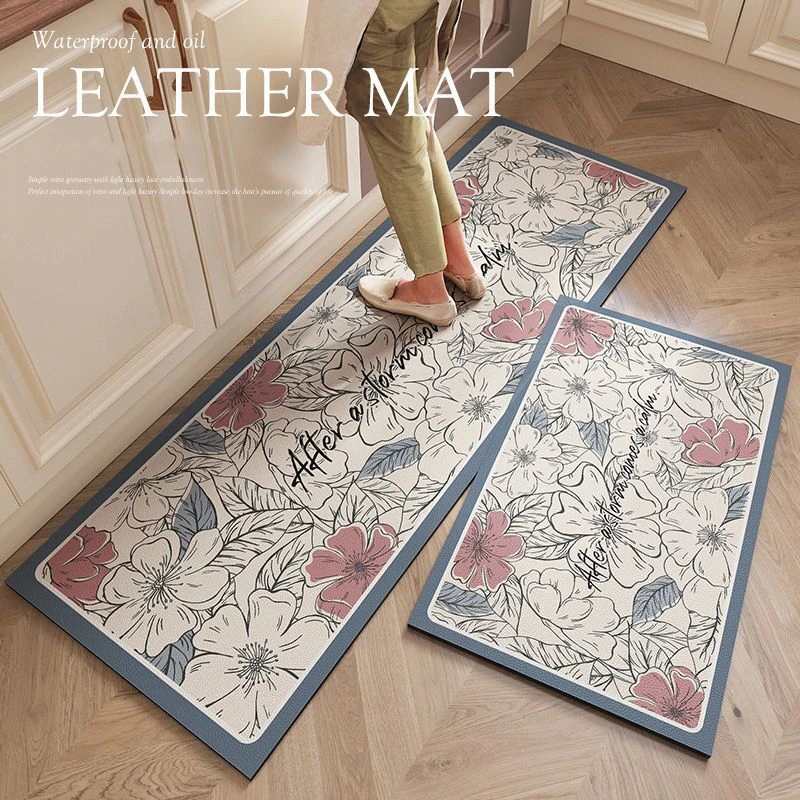 Waterproof Kitchen Mat Floor Carpet Anti Slip PVC Kitchen Rug Doormat Long  Hallway Runner Rug Anti Oil PU Leather Mat Home Decor - AliExpress