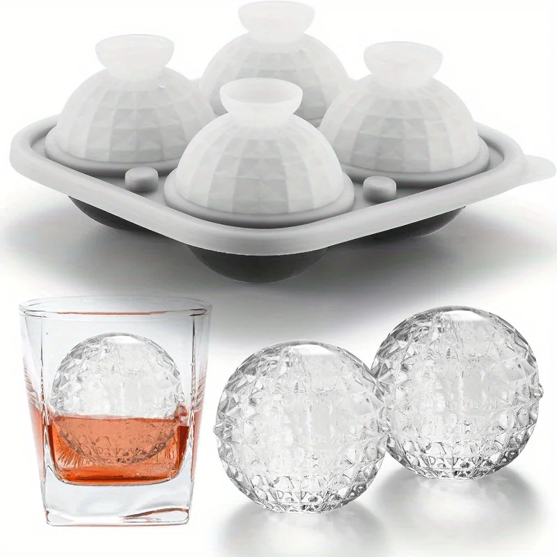 Große Silikon-Whiskey-Eisform, 3D-Kristallkugel-Form mit Trichter für Bourbon und Brandy, Bar-Geschenk – Detail 1