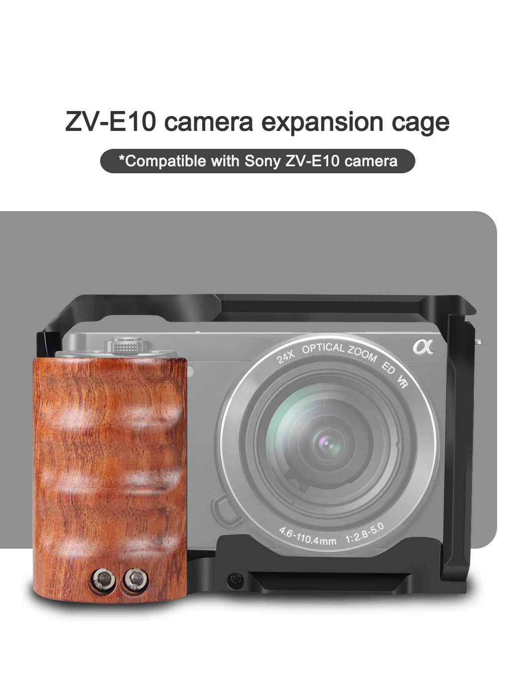 Zve10 Kamera käfig Holz Seiten griff oben Handgriff Schnell verschluss platte Käfig Rig Schutz für Sony Zve10 ZV-E10 DSLR-Kamera – Detail 1