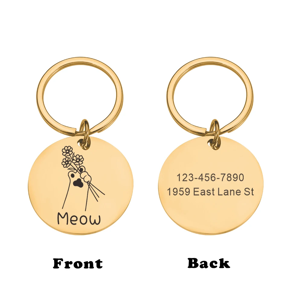 PersonalizedCatIDTagCatsPawIDTagCollarsShinySteelCustomized