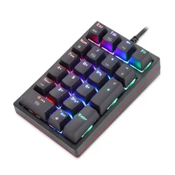 Enhanced Mechanical RGB Backlit Gaming Numeric Keypad with Macro Functionality and 21 Keys - Red Switch (Black)