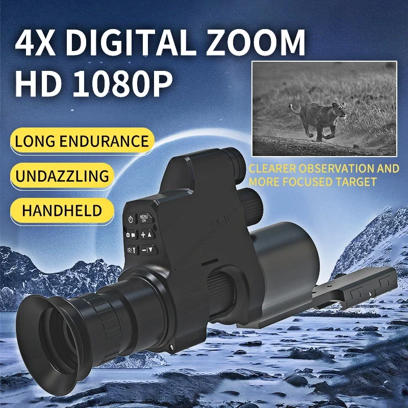 

Night Vision Scope Camera 850/940nm Infrared 4x Digital Zoom Monocular Starlight Telescope Sight for Hunting Wildlife Tactics