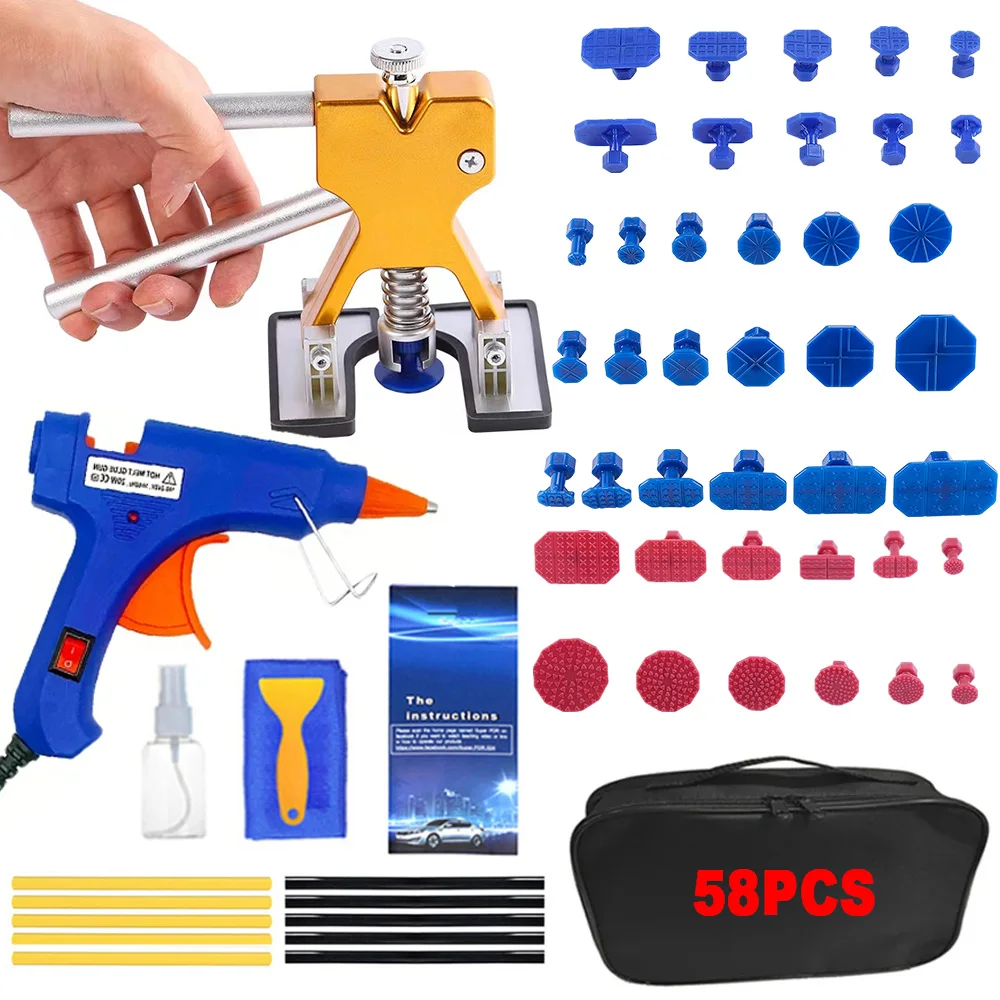 Complete Car Dent Repair Kit With Paintless Tool Kit, Glue Puller