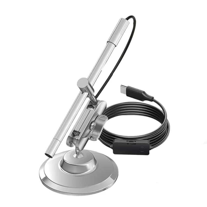 ABFN-USB-C 디지털 현미경, 8개의 LED 조명이 있는 10X  200X 배율 휴대용 카메라, 휴대용 회전 금속 스탠드
