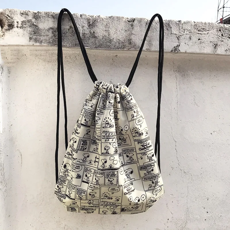 Snoopy boy girl drawstring drawstring pocket backpack sports household travel cartoon storage bag 4