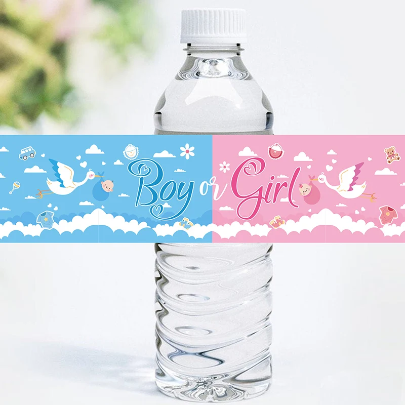 Gender Reveal Water Bottle Labels, Pink and Blue Party Decorations, Twins Shower, Boy Girl Twins