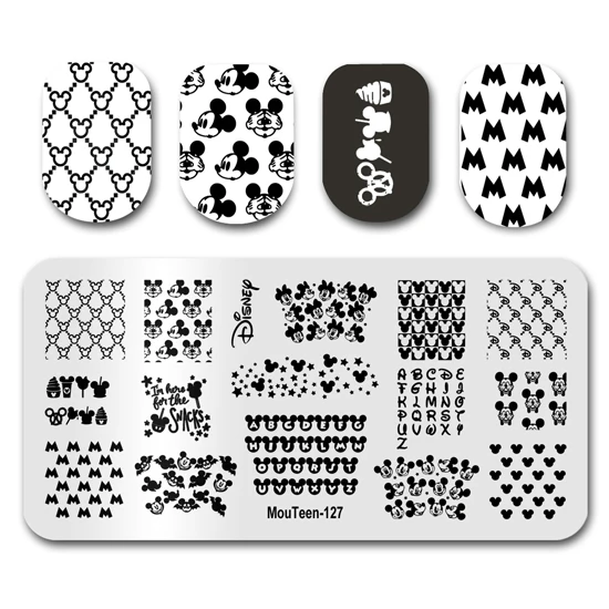 Nail Art Stamp MouTeen071 Cartoon Gesture Finger Nail Plates Stamp King Manicure Set For Nail Art Stamping 6