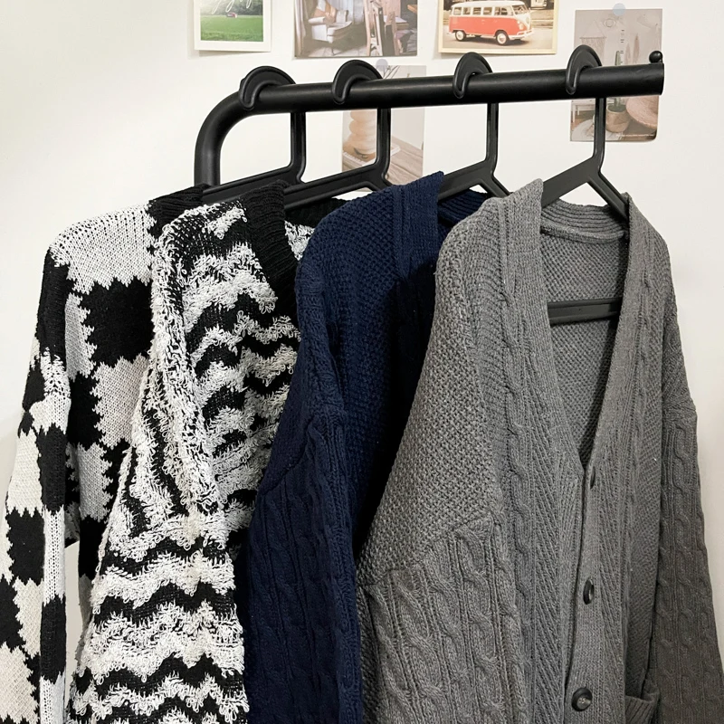 

Spring Winter New Men's Cardigan Single-Breasted Fashion Knit Plus Size Sweater Stitching Stand Collar Coats Jackets X37