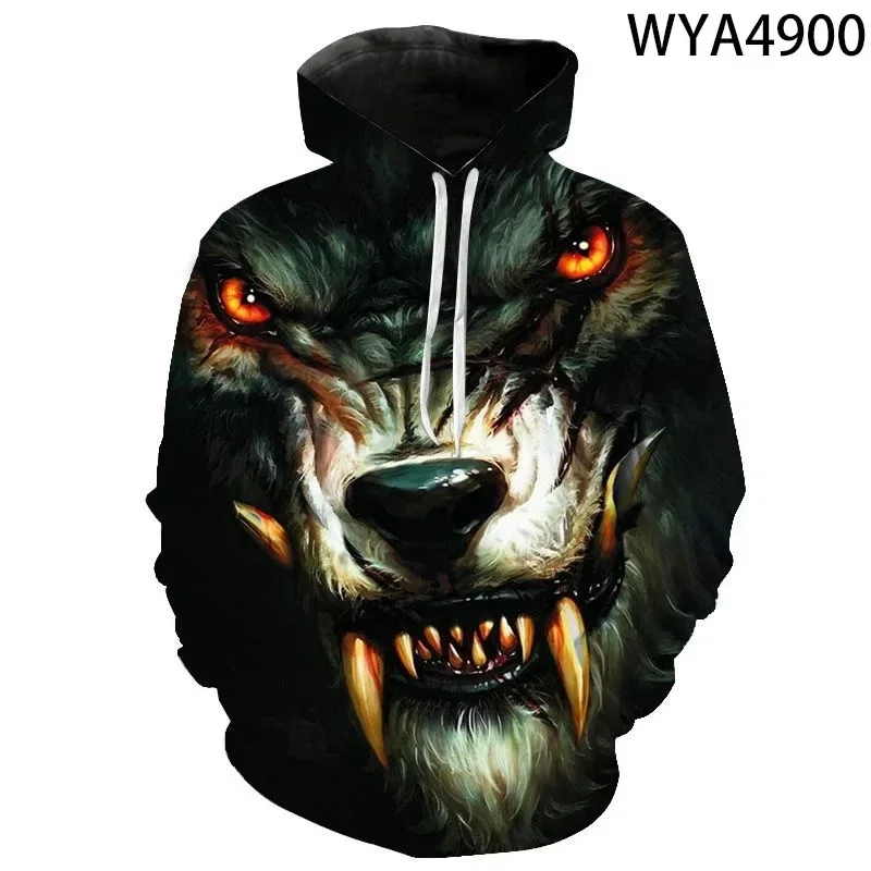thumbnail image 1 of Sudadera con capucha de moda para hombre, estampado de lobo animal, jersey estampado en 3D, tendencia urbana, hip hop, otoño, manga larga, ropa de gran tamaño para hombre, 1 of 5