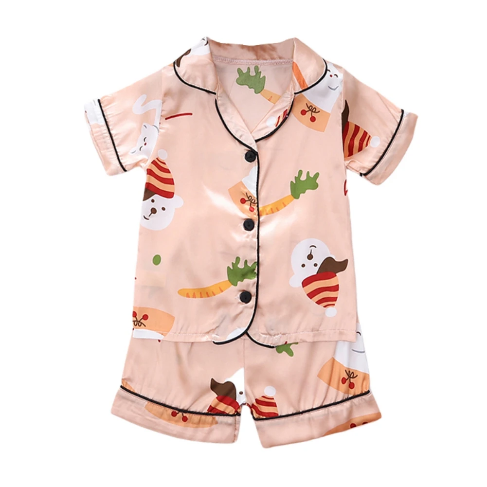 2 pcs Home Children's set Cute Cartoon Sleepwear 1-6 years Kids Boys Girls Short-sleeved Shorts Pajamas