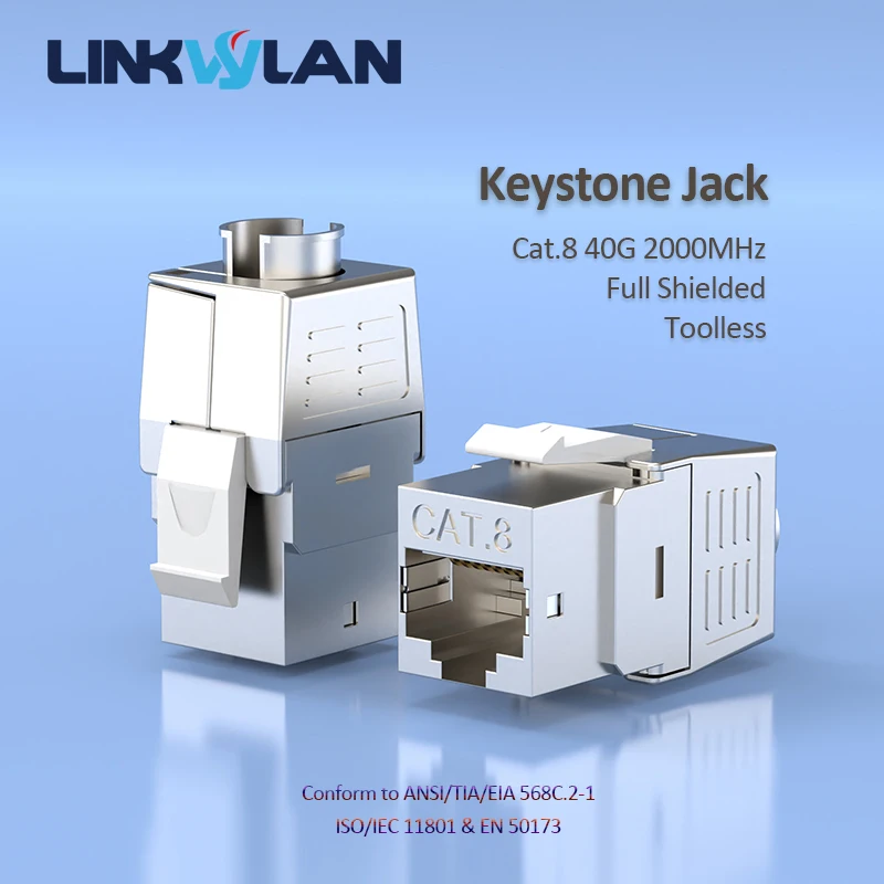 Linkwylan Ethernet RJ45 Cat5e Cat6 Cat6A Keystone Jacks Loại Không Dụng Cụ Mô-đun Mạng Nhiều Màu - Foto 12