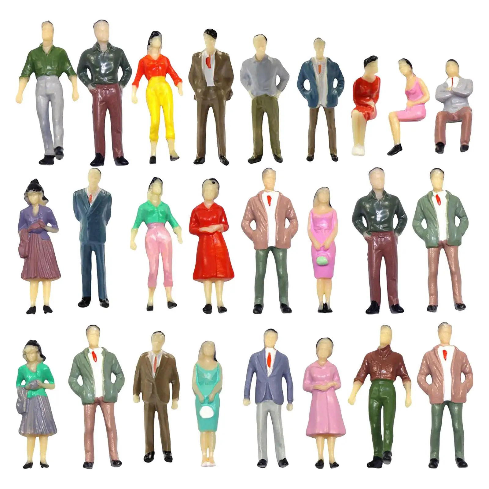 50x 1/50 People Figures Painted Passengers Tiny People for Train Mini Dollhouses