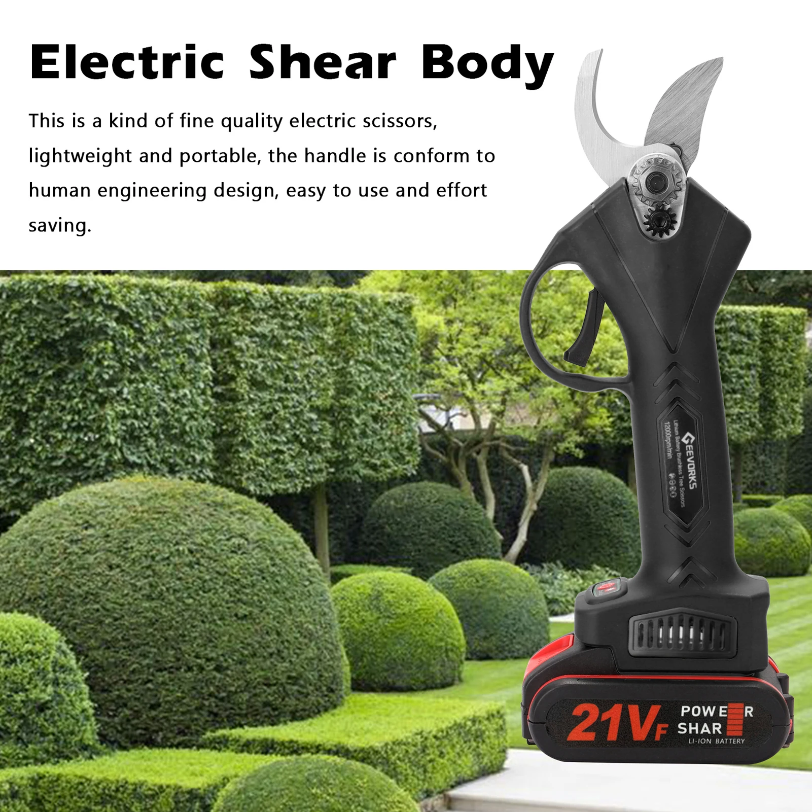 21V Cordless Electric Pruner Pruning Shear Rechargeable Efficient Fruit Bonsai Pruning Branches Rechargeable Garden Power Tools