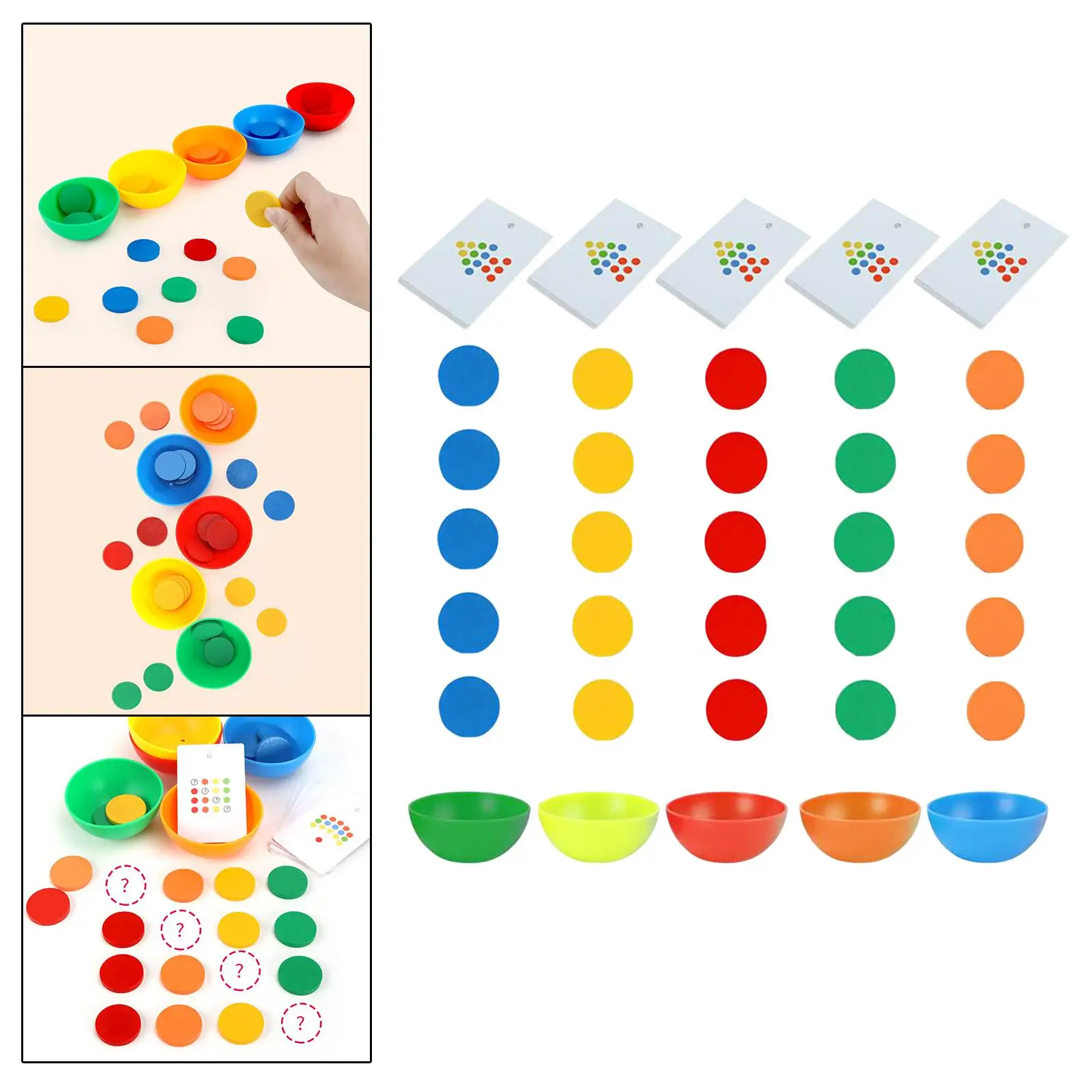 

Color Matching Bowl Fine Motor Skills Activity Toy Logical Thinking Montessori Toy for Holidays 3~6 Year Old Boys and Girls Kids