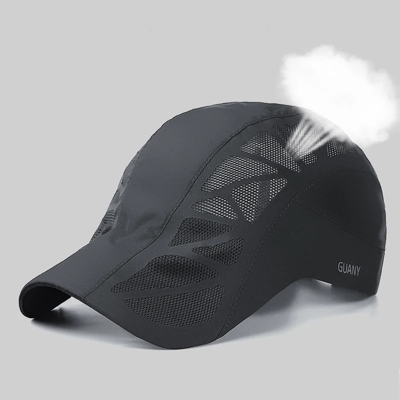 Sports Sun Hats Golf Caps Summer Sports Mens Sun Hats Breathable Mesh Quick-drying Visor Caps Outdoor Gorro Hombre Boina Golf Hat Fashion Solid Flat Cap