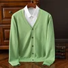 Men's V-Neck Knitted Sweater Long Sleeve Casual Pure Color Outerwear Spring Autumn Business Casual Knitwear