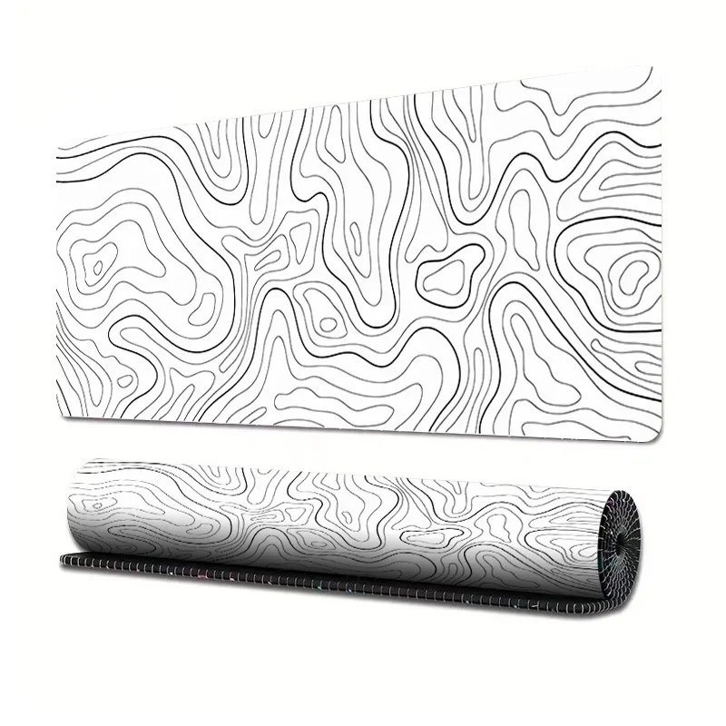 1Pcs Gaming Mouse Large Keyboard Pad 30x80x0.2cm Topographic Mouse Pad Black and White Mouse for Keyboard with Anti-Sl 5