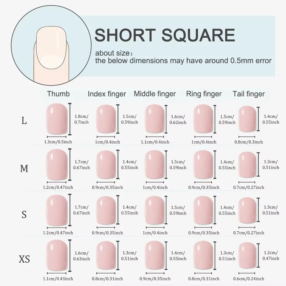 10개입 조각 진주 체인 수제 네일 여름 누드 핑크 캣아이 프레스온 네일 짧은 스퀘어 모양 여성&소녀용 인조 네일