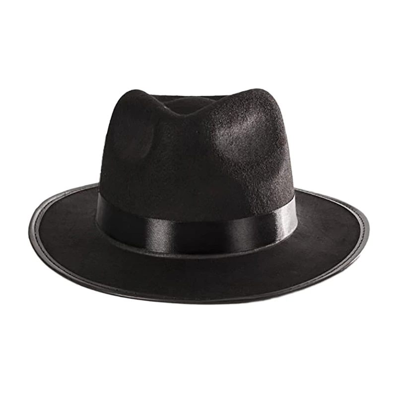 Men Cowboy Hat, Vintage Wide Brim Ribbon Jazz Hat Western Cap Party Hat for Cocktail