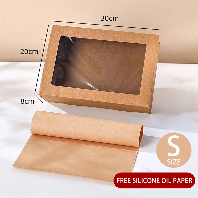 2/4/6pcs 일회용 크래프트 종이 피크닉 상자 투명 창 과일 케이크 캔디 음식 용기 결혼식 생일 파티 용품